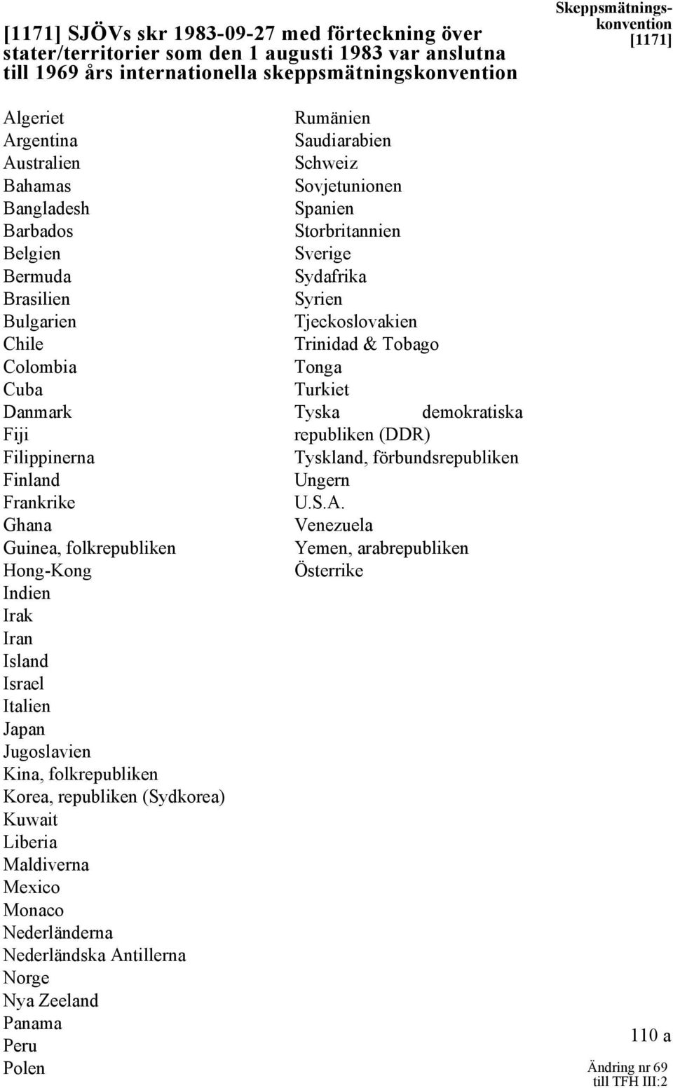 Iran Island Israel Italien Japan Jugoslavien Kina, folkrepubliken Korea, republiken (Sydkorea) Kuwait Liberia Maldiverna Mexico Monaco Nederländerna Nederländska Antillerna Norge Nya Zeeland Panama