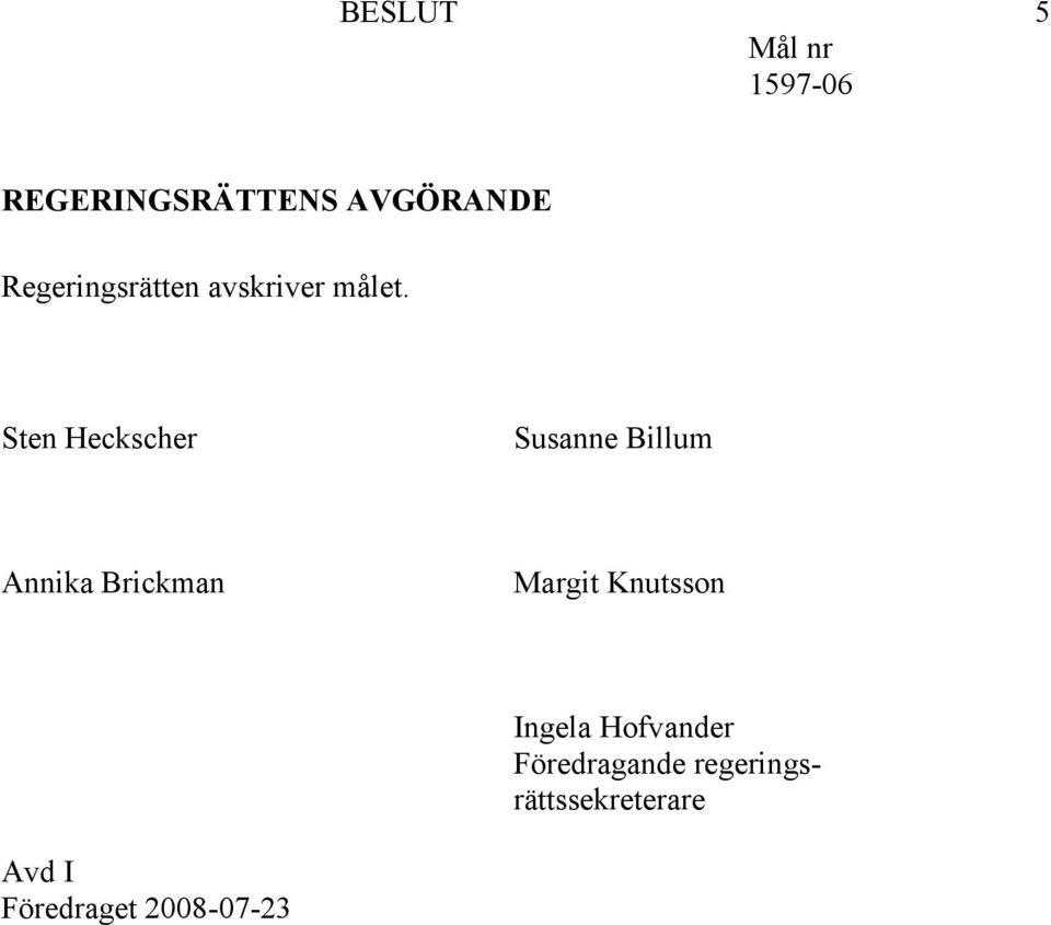 Sten Heckscher Susanne Billum Annika Brickman Margit