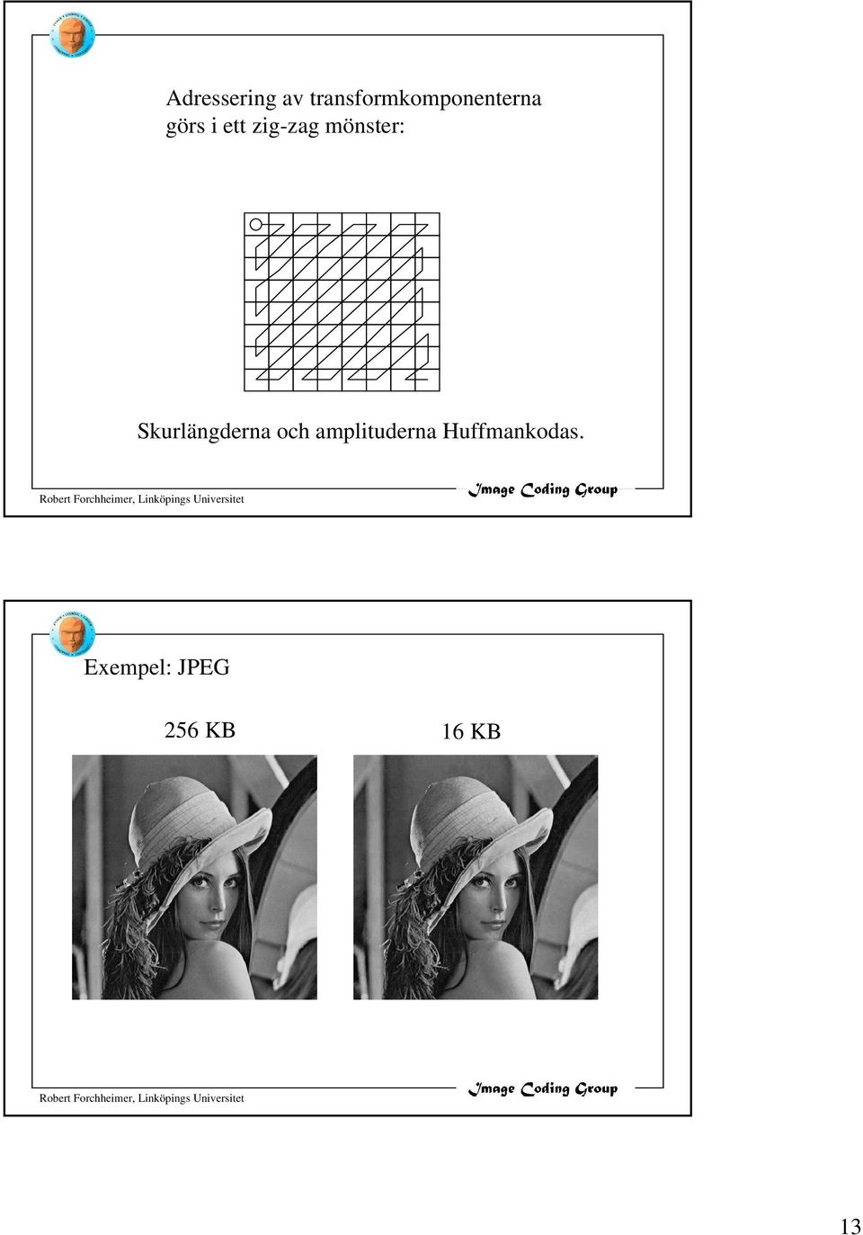 zig-zag mönster: Skurlängderna och