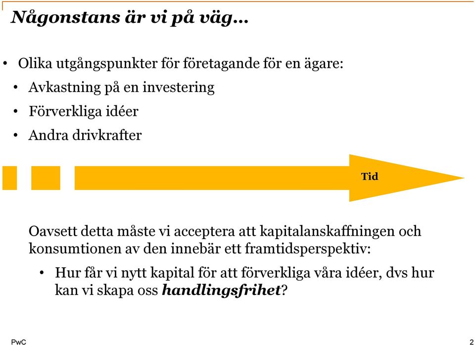 att kapitalanskaffningen och konsumtionen av den innebär ett framtidsperspektiv: Hur får