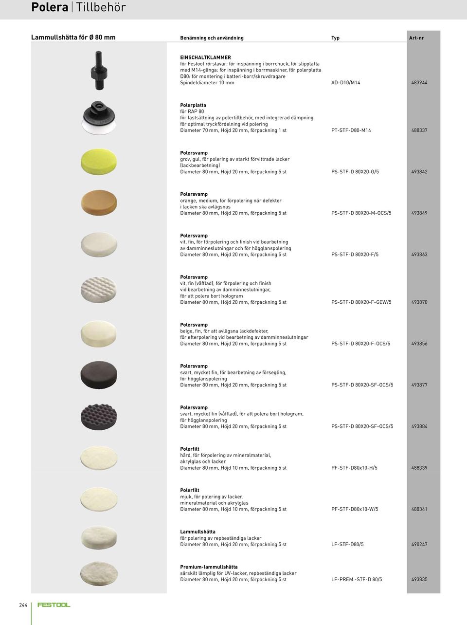 för optimal tryckfördelning vid polering Diameter 70 mm, Höjd 20 mm, förpackning 1 st PT-STF-D80-M14 488337 grov, gul, för polering av starkt förvittrade lacker (lackbearbetning) Diameter 80 mm, Höjd