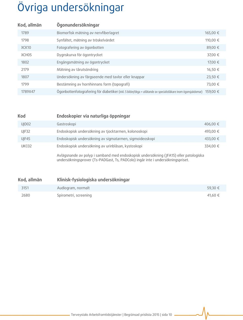 hornhinnans form (topografi) 73,00 1789X47 Ögonbottenfotografering för diabetiker (inkl.