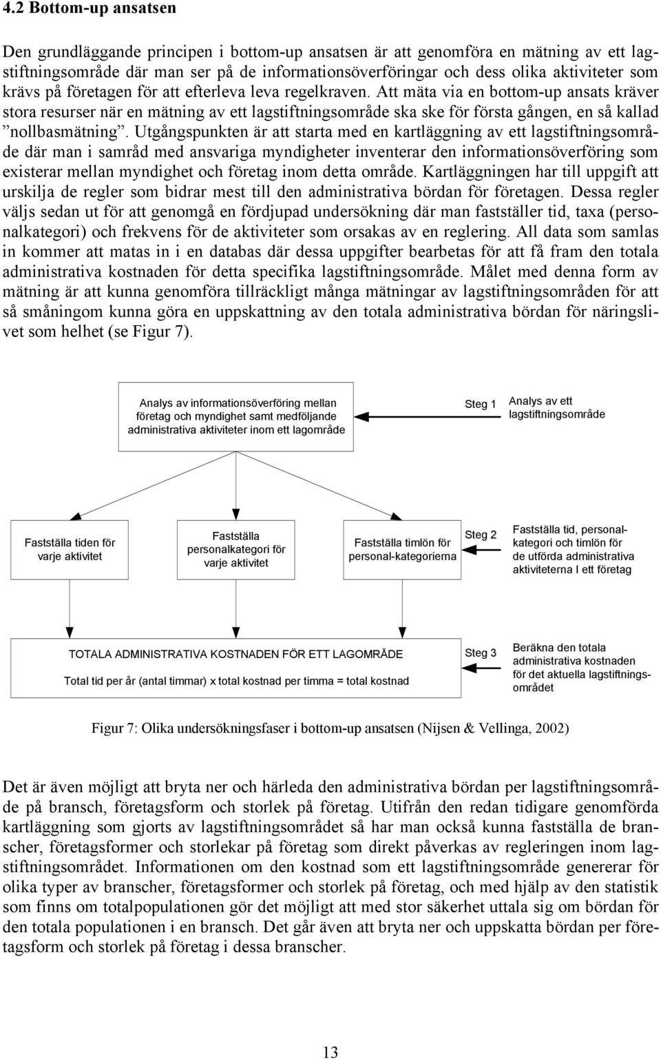 Att mäta via en bottom-up ansats kräver stora resurser när en mätning av ett lagstiftningsområde ska ske för första gången, en så kallad nollbasmätning.