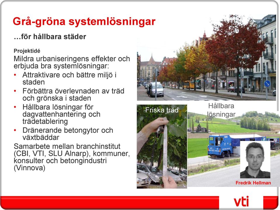 Hållbara lösningar för dagvattenhantering och trädetablering Dränerande betongytor och växtbäddar Samarbete mellan