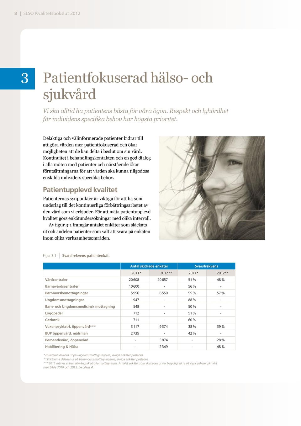 Kontinuitet i behandlingskontakten och en god dialog i alla möten med patienter och närstående ökar förutsättningarna för att vården ska kunna tillgodose enskilda individers specifika behov.