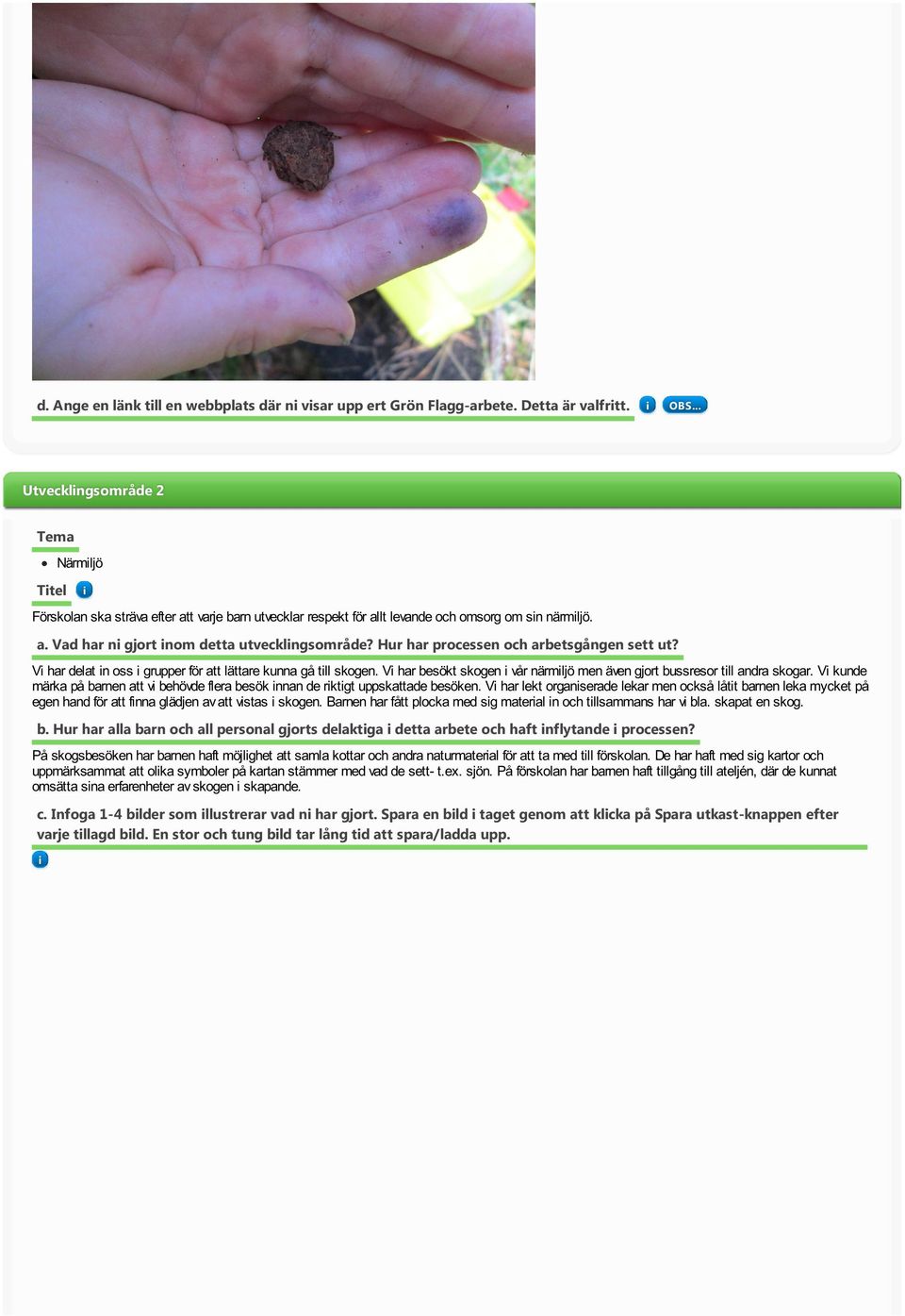 Hur har processen och arbetsgången sett ut? V har delat n oss grupper för att lättare kunna gå tll skogen. V har besökt skogen vår närmljö men även gjort bussresor tll andra skogar.