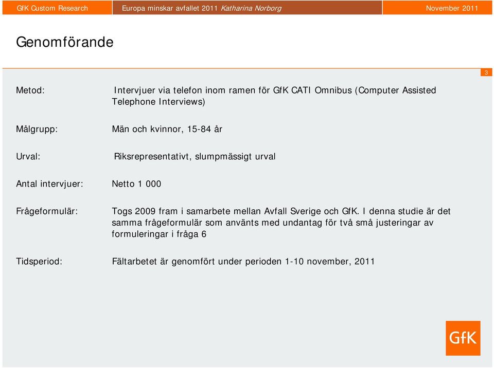 Frågeformulär: Togs 2009 fram i samarbete mellan Avfall Sverige och GfK.