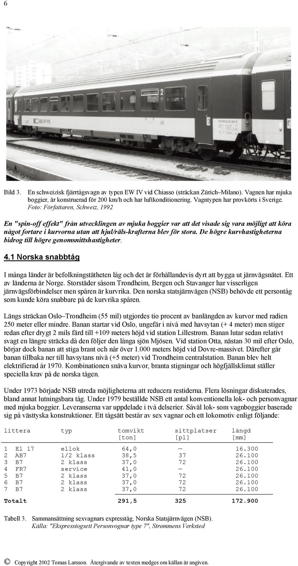 Foto: Författaren, Schweiz, 1992 En "spin-off effekt" från utvecklingen av mjuka boggier var att det visade sig vara möjligt att köra något fortare i kurvorna utan att hjul/räls-krafterna blev för