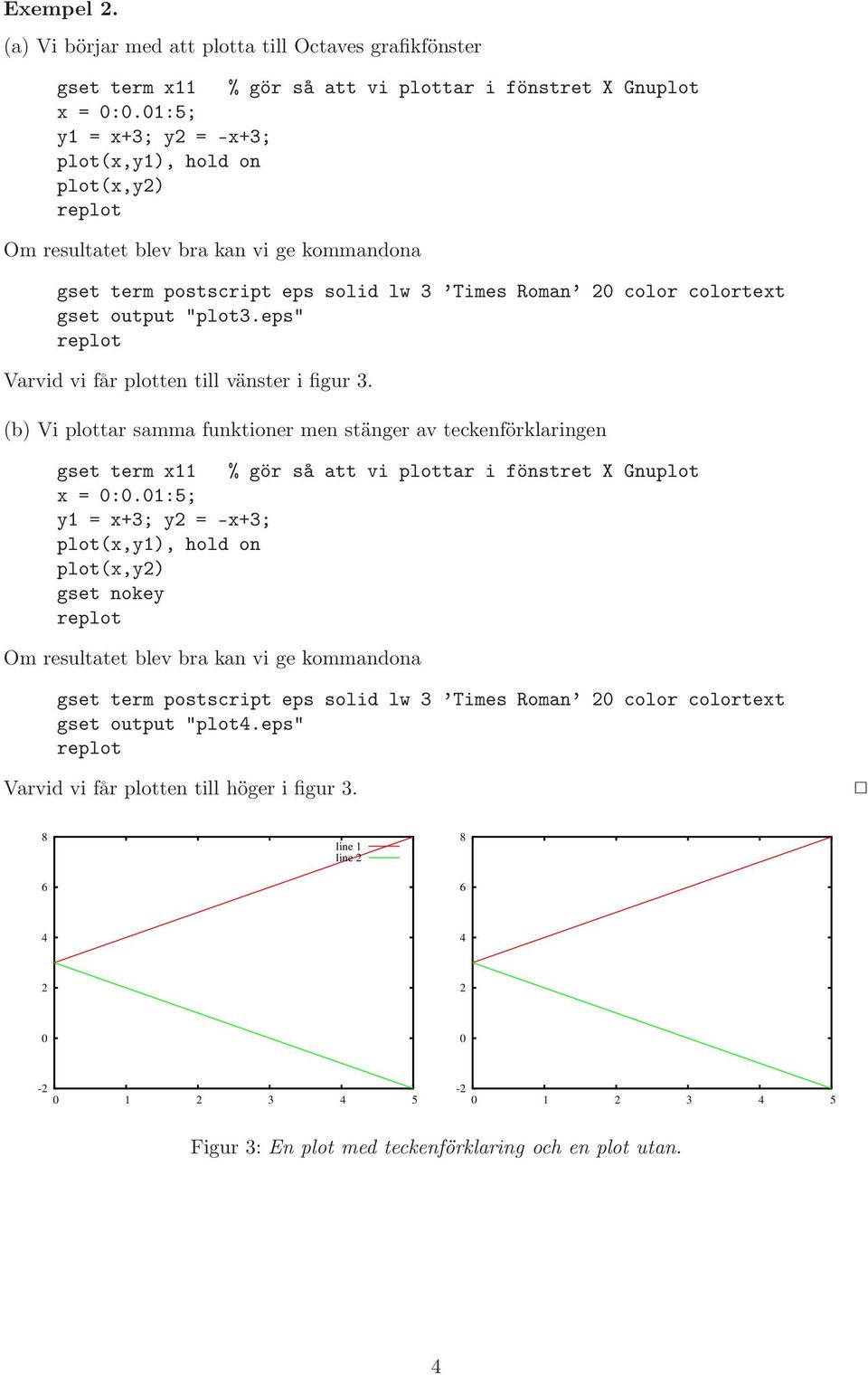 (b) Vi plottar samma funktioner men stänger av teckenförklaringen x = :.