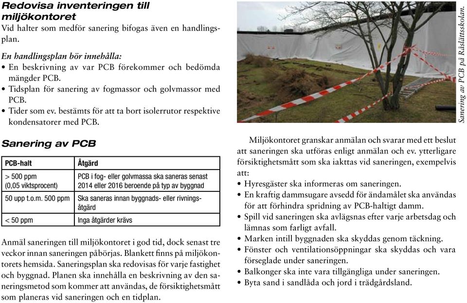 Sanering av PCB PCB-halt > 500 ppm 
