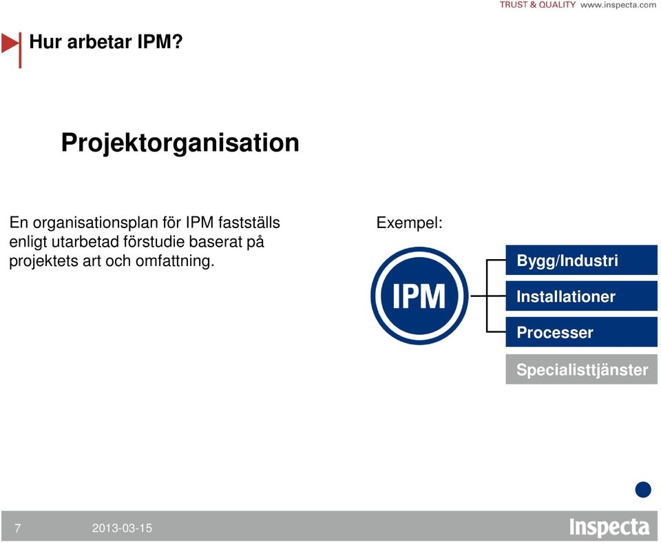 projektets art och omfattning.