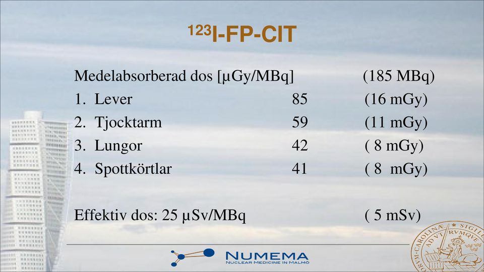 Tjocktarm 59 (11 mgy) 3. Lungor 42 ( 8 mgy) 4.