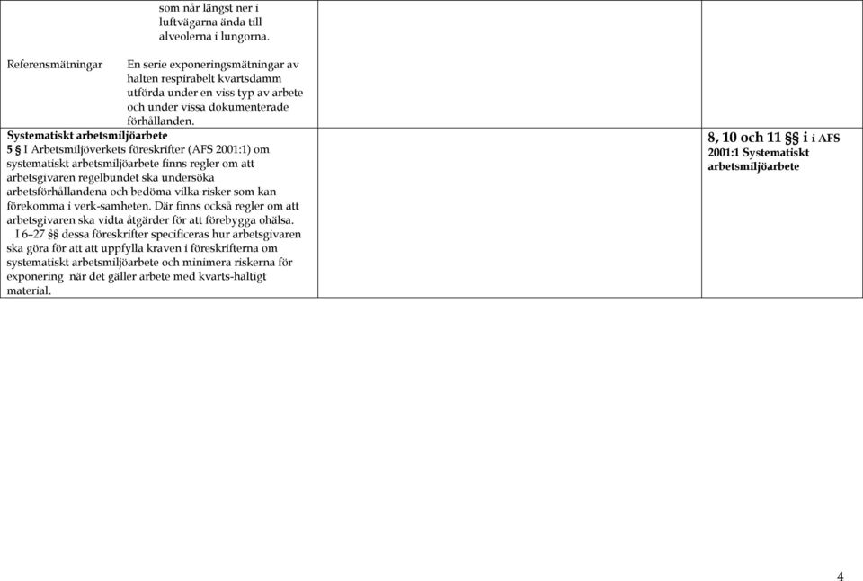 Systematiskt arbetsmiljöarbete 5 I Arbetsmiljöverkets föreskrifter (AFS 2001:1) om systematiskt arbetsmiljöarbete finns regler om att arbetsgivaren regelbundet ska undersöka arbetsförhållandena och