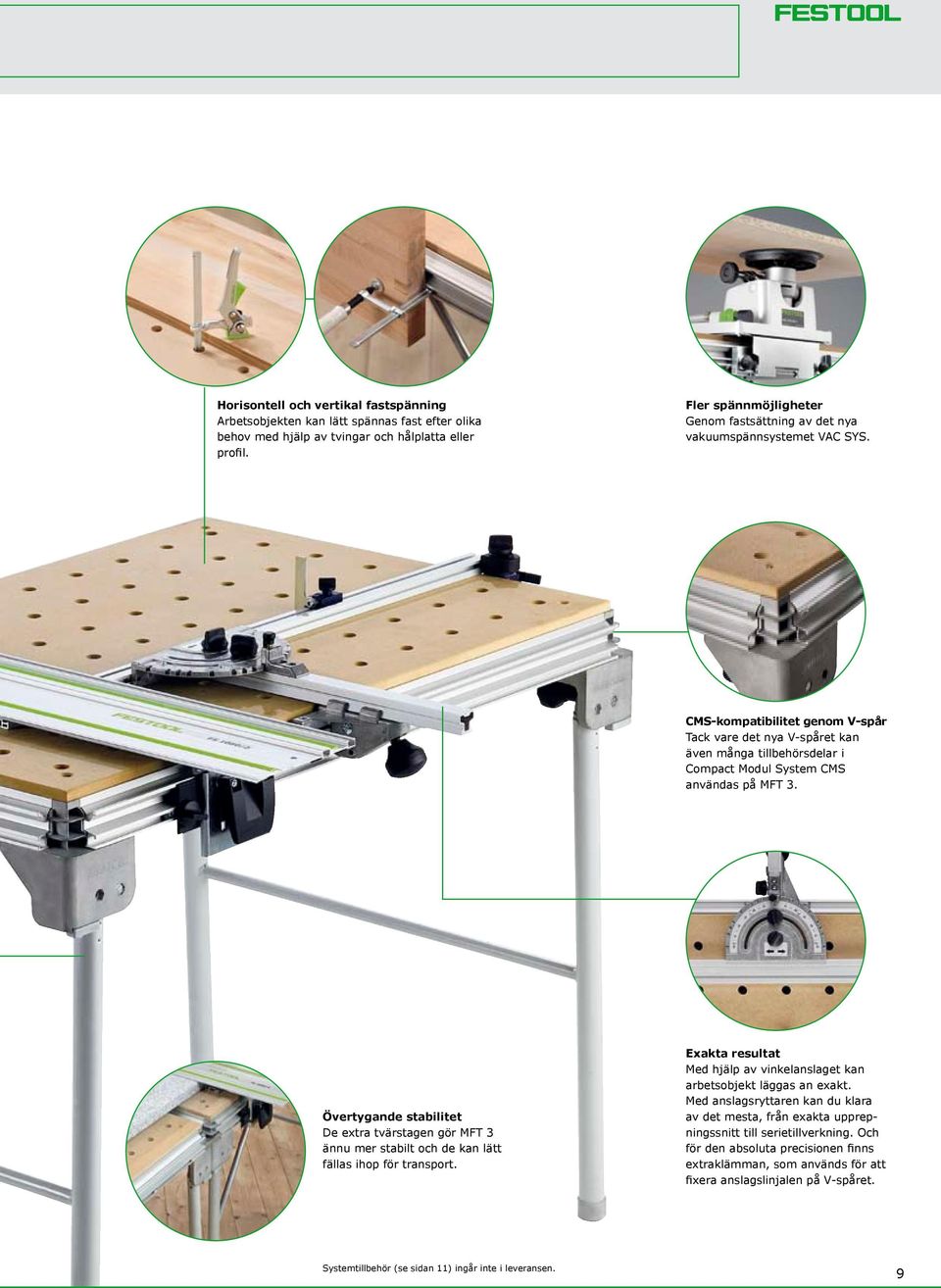 CMS-kompatibilitet genom V-spår Tack vare det nya V-spåret kan även många tillbehörsdelar i Compact Modul System CMS användas på MFT 3.