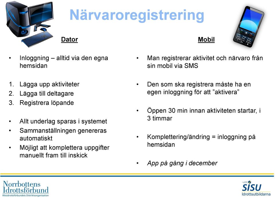 Registrera löpande Allt underlag sparas i systemet Sammanställningen genereras automatiskt Möjligt att komplettera uppgifter