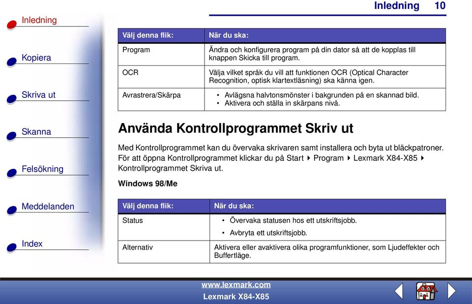 Aktivera och ställa in skärpans nivå. Använda Kontrollprogrammet Skriv ut Med Kontrollprogrammet kan du övervaka skrivaren samt installera och byta ut bläckpatroner.
