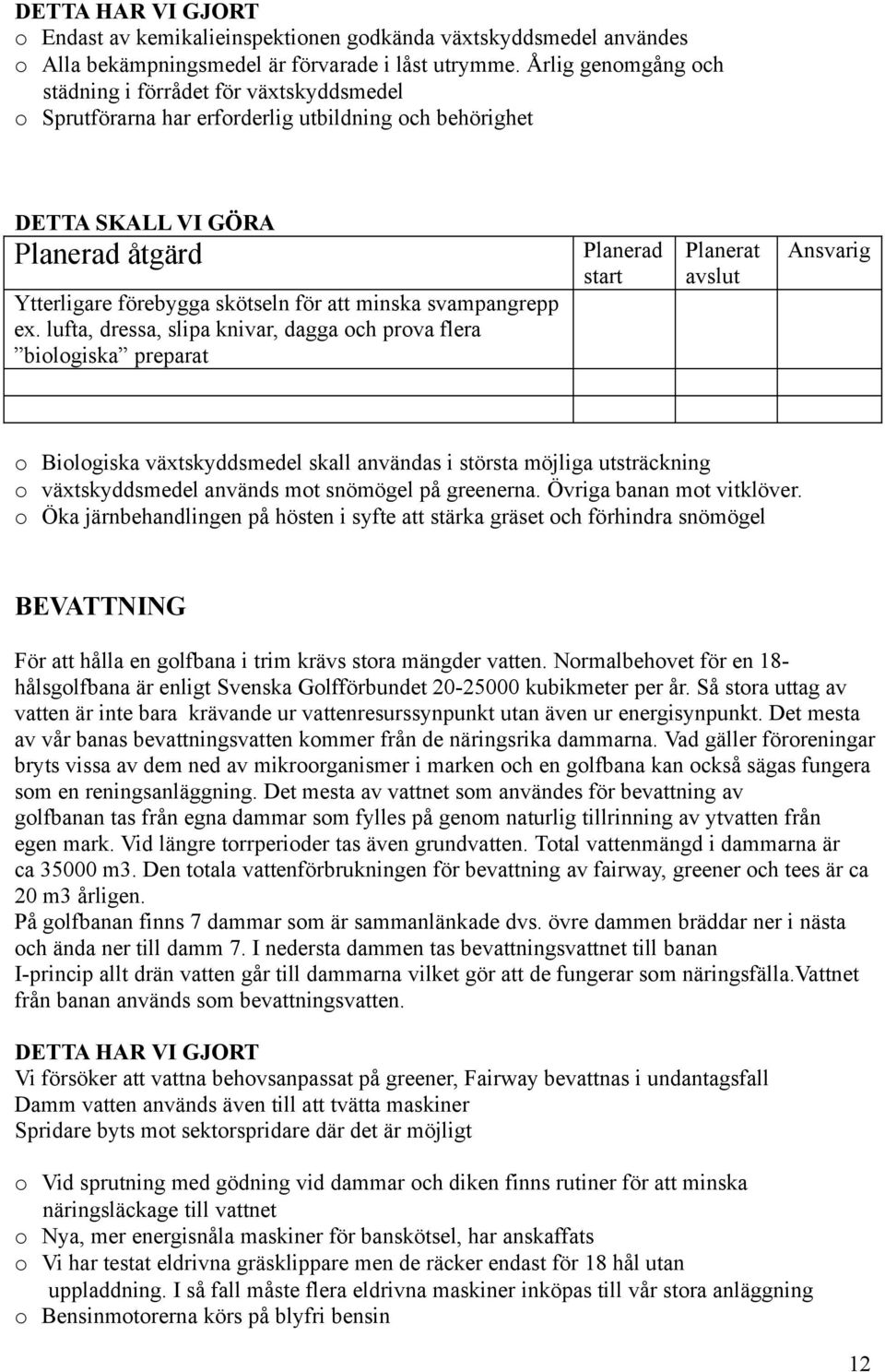 lufta, dressa, slipa knivar, dagga och prova flera biologiska preparat Planerad start Planerat avslut Ansvarig o Biologiska växtskyddsmedel skall användas i största möjliga utsträckning o
