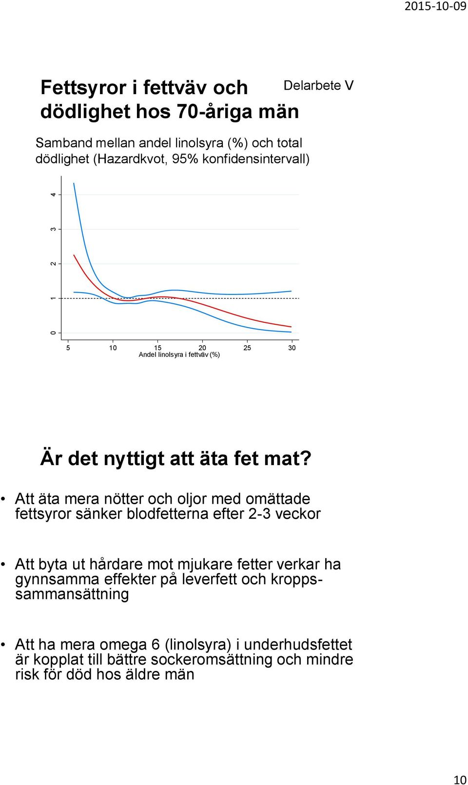 Att äta mera nötter och oljor med omättade fettsyror sänker blodfetterna efter 2-3 veckor Att byta ut hårdare mot mjukare fetter verkar ha