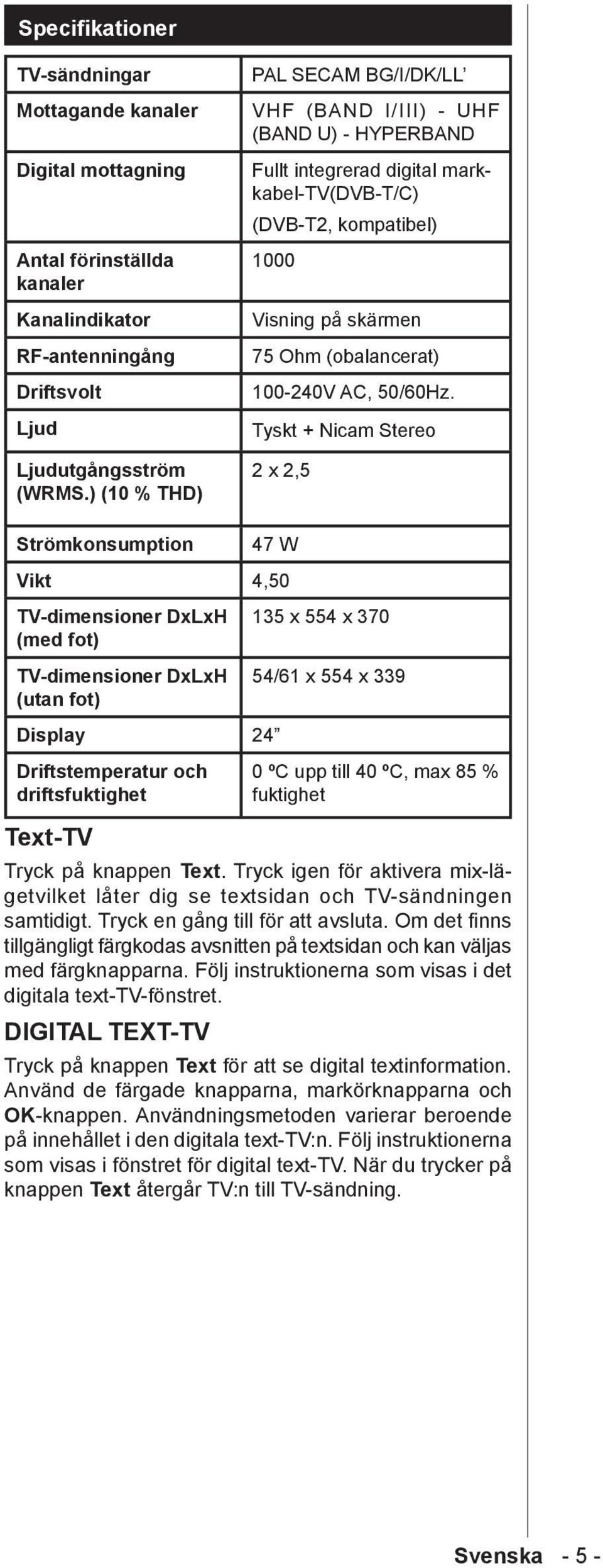 AC, 50/60Hz.