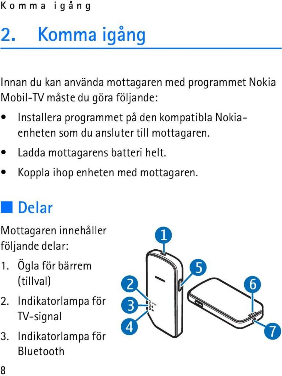 Installera programmet på den kompatibla Nokiaenheten som du ansluter till mottagaren.