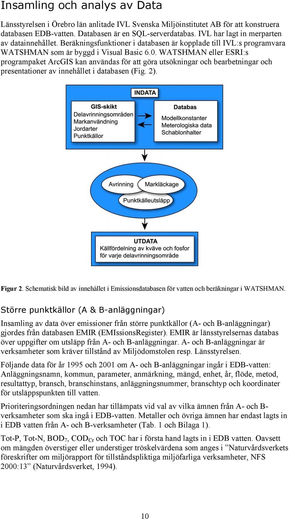 WATSHMAN eller ESRI:s programpaket ArcGIS kan användas för att göra utsökningar och bearbetningar och presentationer av innehållet i databasen (Fig. 2). Figur 2.