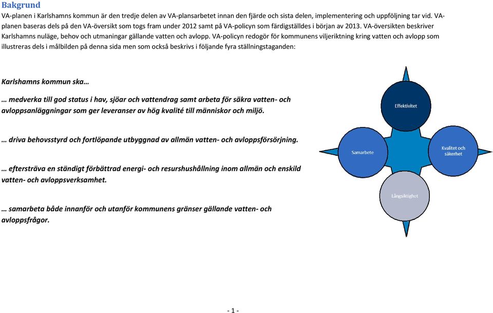 VA-översikten beskriver Karlshamns nuläge, behv ch utmaningar gällande vatten ch avlpp.