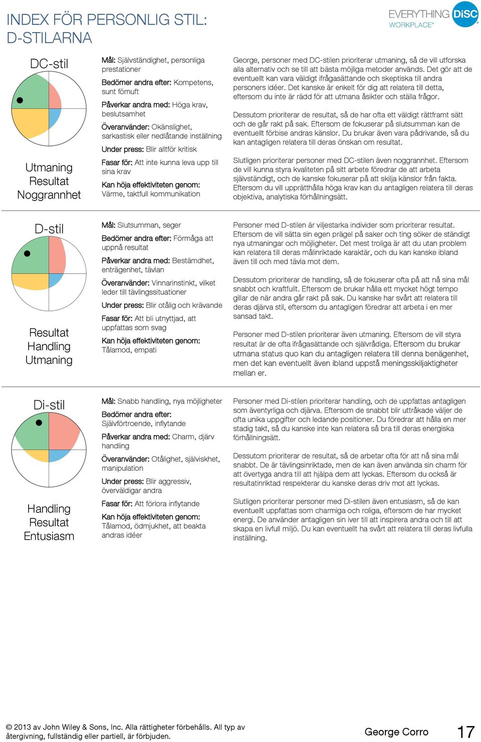 Värme, taktfull kommunikation George, personer med DC-stilen prioriterar utmaning, så de vill utforska alla alternativ och se till att bästa möjliga metoder används.