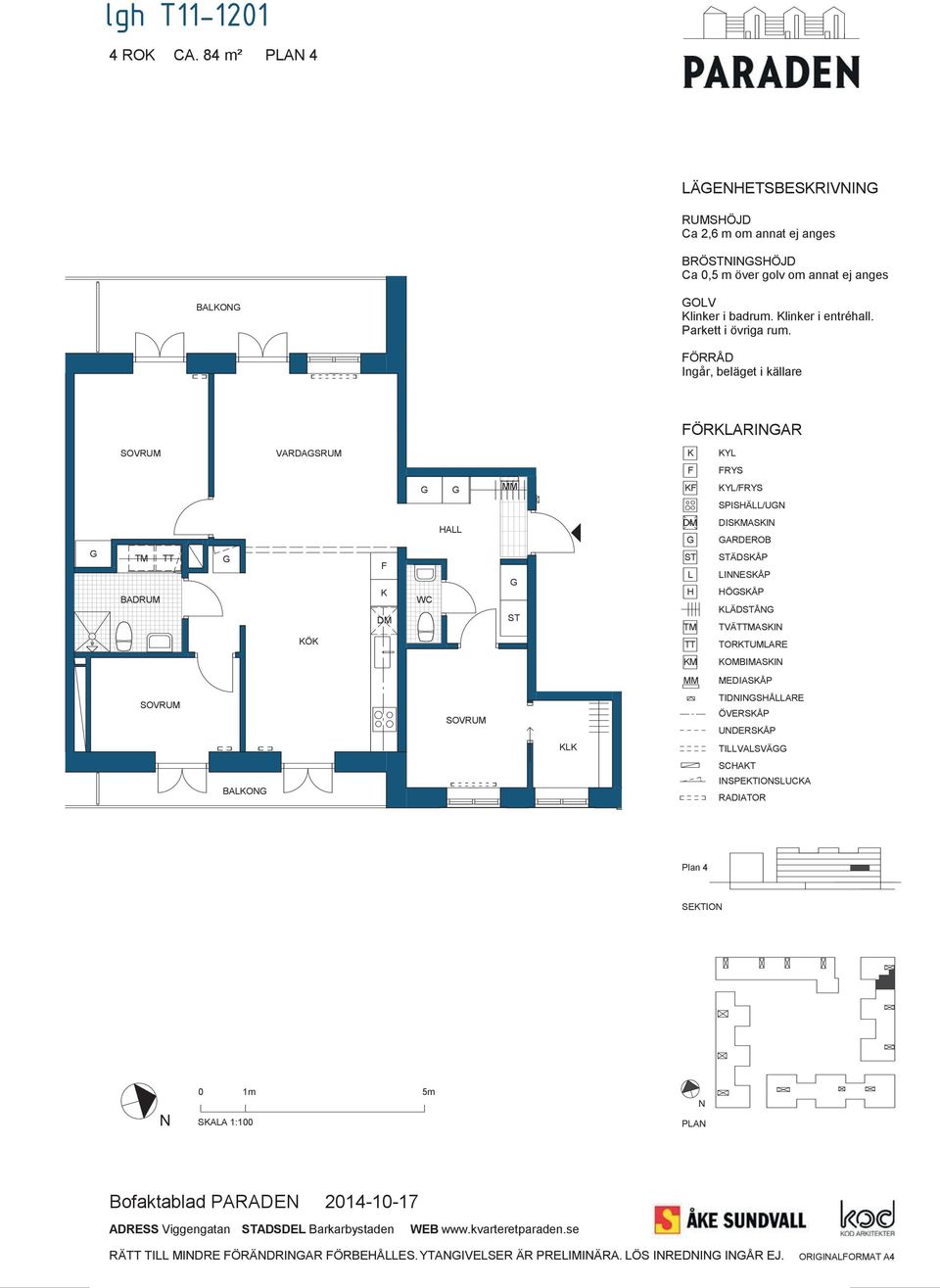 MEDIASÅP TIDISÅARE ÖVERSÅP UDERSÅP TIVASVÄ SCAT BAO ISPETIOSUCA Plan 4 SETIO SAA 1:100 PA Bofaktablad PARADE ADRESS