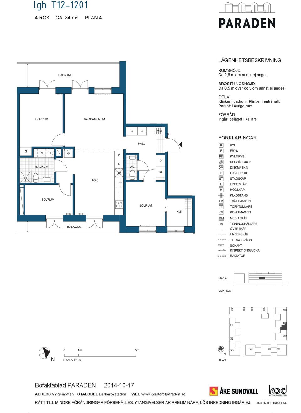 MEDIASÅP BAO TIDISÅARE ÖVERSÅP UDERSÅP TIVASVÄ SCAT ISPETIOSUCA Plan 4 SETIO SAA 1:100 PA Bofaktablad PARADE ADRESS