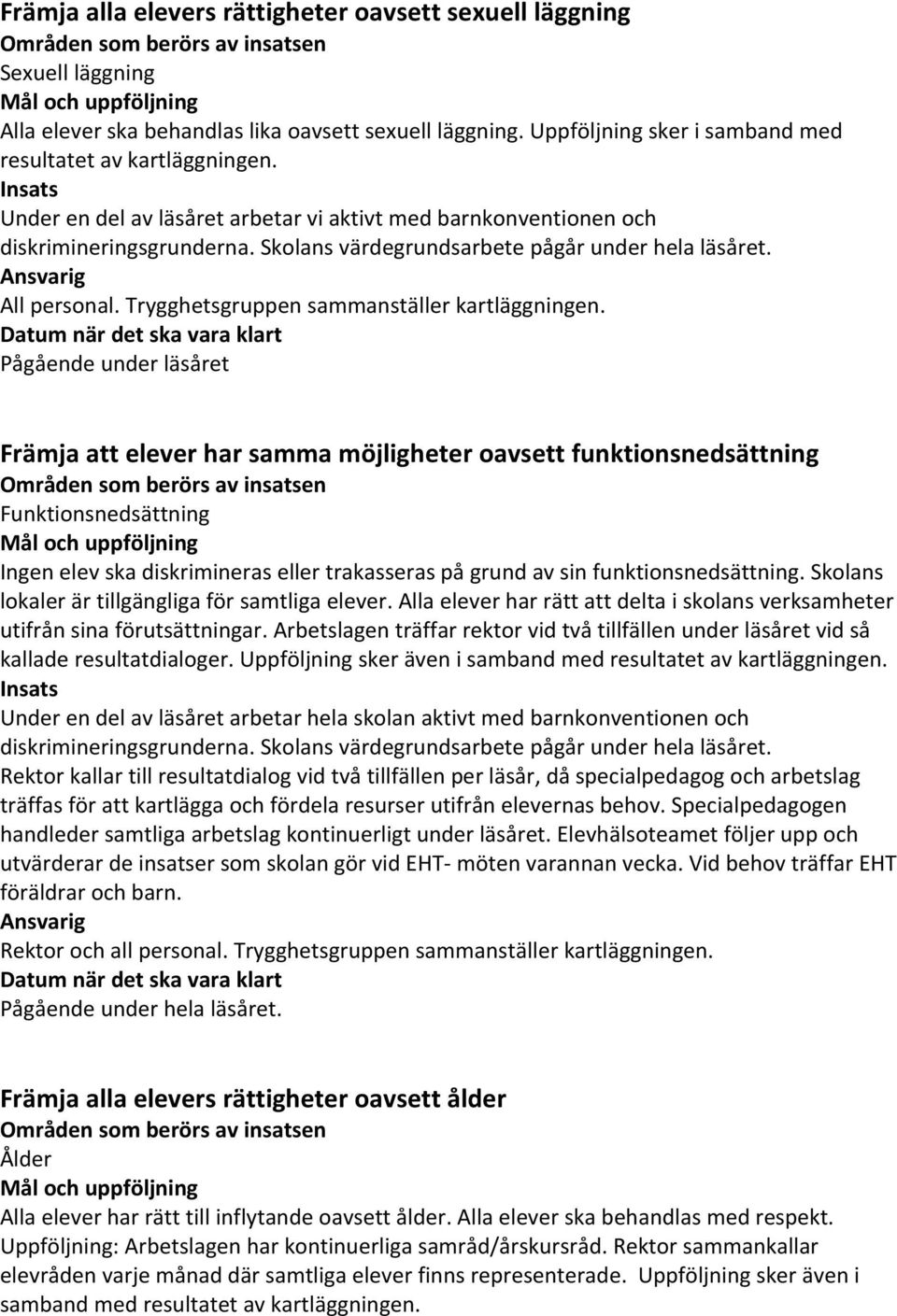 Trygghetsgruppen sammanställer kartläggningen.