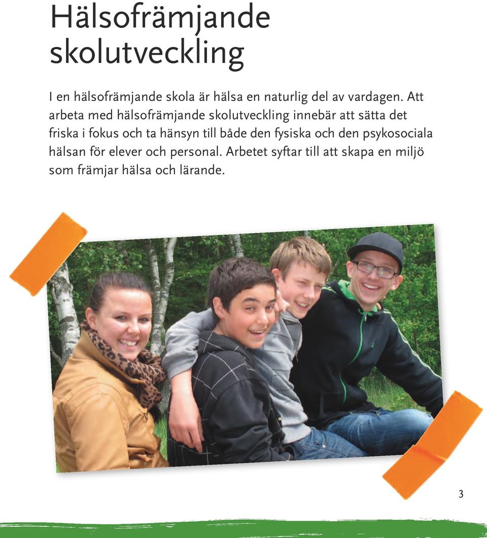 Att arbeta med hälsofrämjande skolutveckling innebär att sätta det friska i fokus
