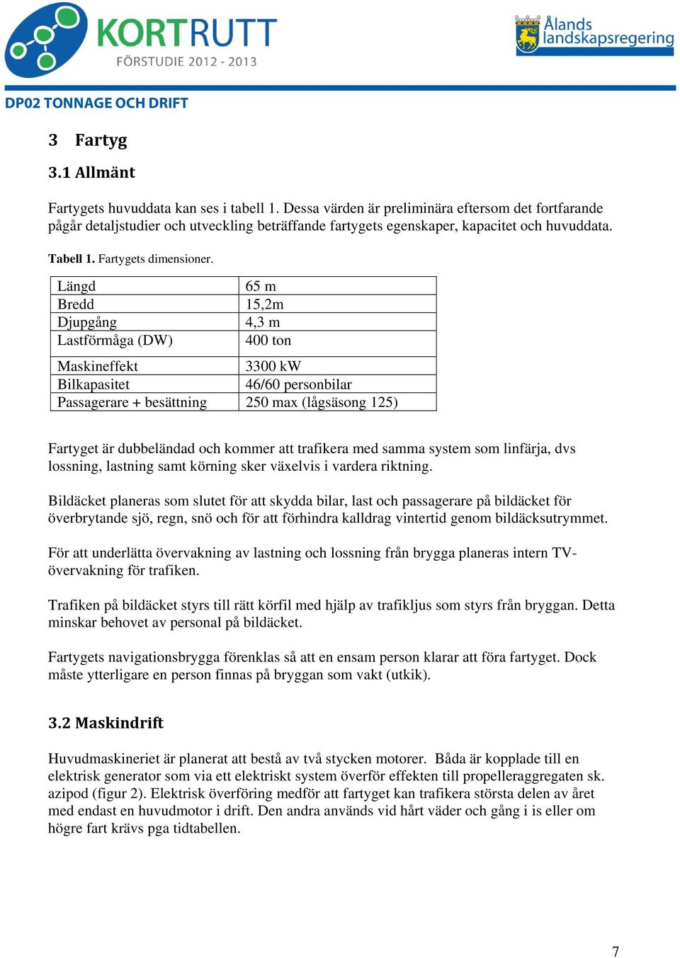 Längd 65 m Bredd 15,2m Djupgång 4,3 m Lastförmåga (DW) 400 ton Maskineffekt 3300 kw Bilkapasitet 46/60 personbilar Passagerare + besättning 250 max (lågsäsong 125) Fartyget är dubbeländad och kommer