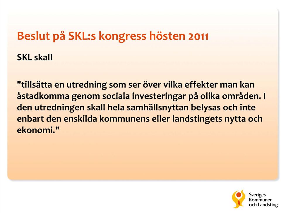 investeringar på olika områden.