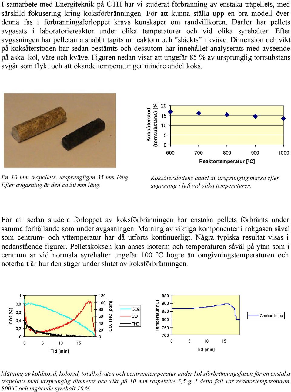 Därför har pellets avgasats i laboratoriereaktor under olika temperaturer och vid olika syrehalter. Efter avgasningen har pelletarna snabbt tagits ur reaktorn och släckts i kväve.