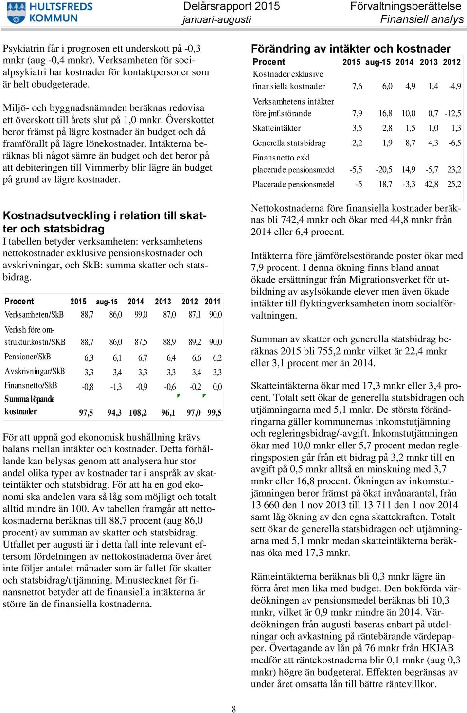 Överskottet beror främst på lägre kostnader än budget och då framförallt på lägre lönekostnader.