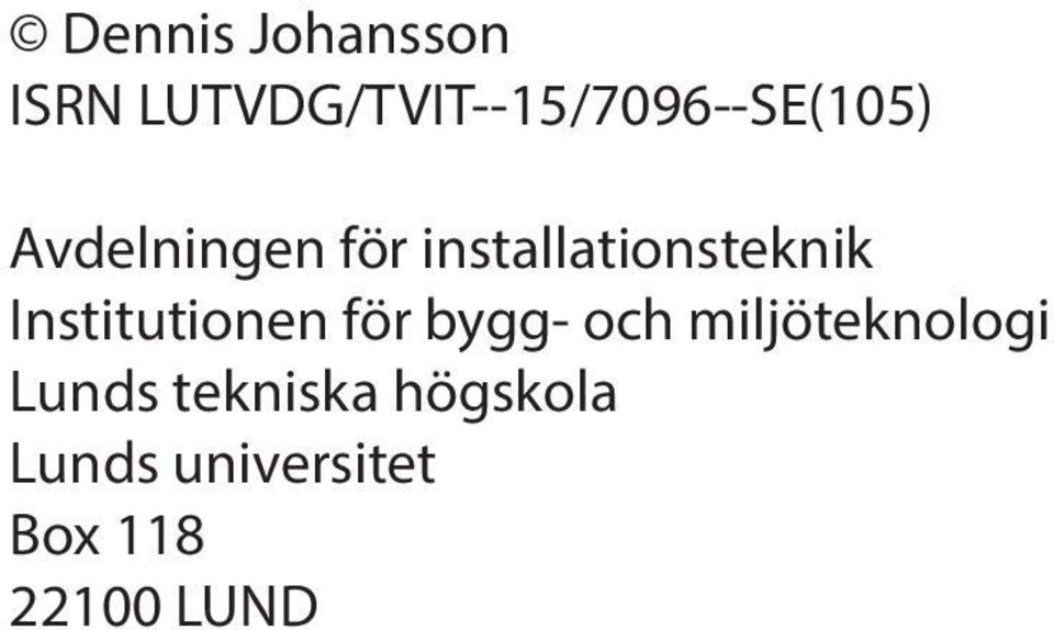 installationsteknik Institutionen för bygg- och