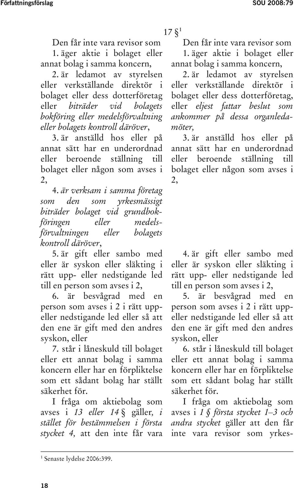 är anställd hos eller på annat sätt har en underordnad eller beroende ställning till bolaget eller någon som avses i 2, 4.