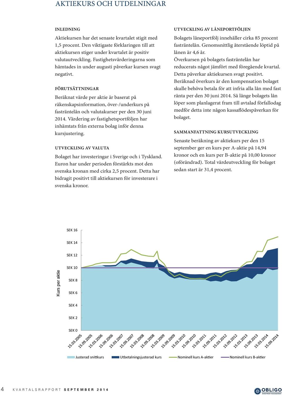 FÖRUTSÄTTNINGAR Beräknat värde per aktie är baserat på räkenskapsinformation, över-/underkurs på fasträntelån och valutakurser per den 30 juni 2014.