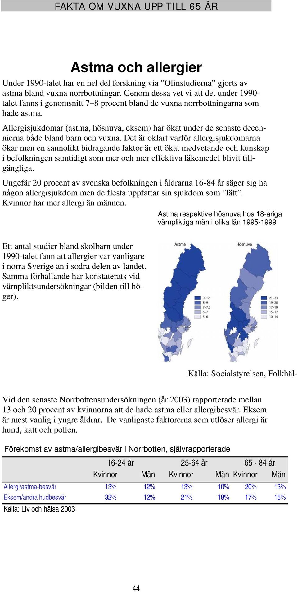 Allergisjukdomar (astma, hösnuva, eksem) har ökat under de senaste decennierna både bland barn och vuxna.