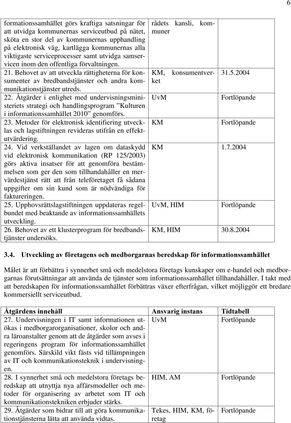 Behovet av att utveckla rättigheterna för konsumenter av bredbandstjänster och andra kommunikationstjänster utreds. 22.