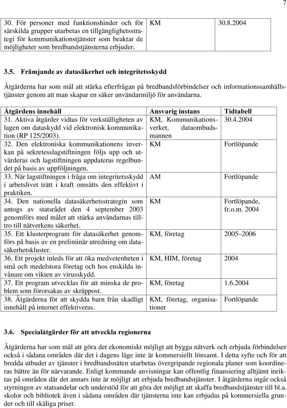 användarna. 31. Aktiva åtgärder vidtas för verkställigheten av KM, Kommunikationsverket, 30.4.2004 lagen om dataskydd vid elektronisk kommunikation dataombuds- (RP 125/2003). mannen 32.