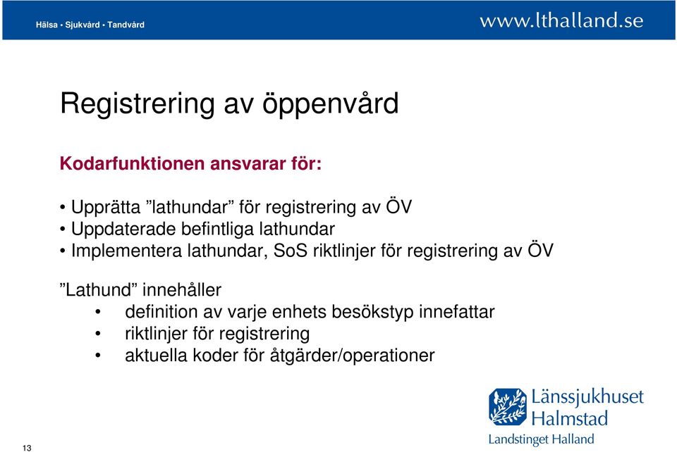 riktlinjer för registrering av ÖV Lathund innehåller definition av varje enhets