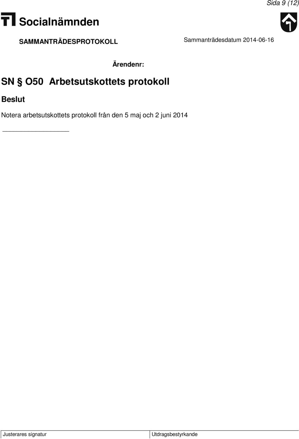 Notera arbetsutskottets