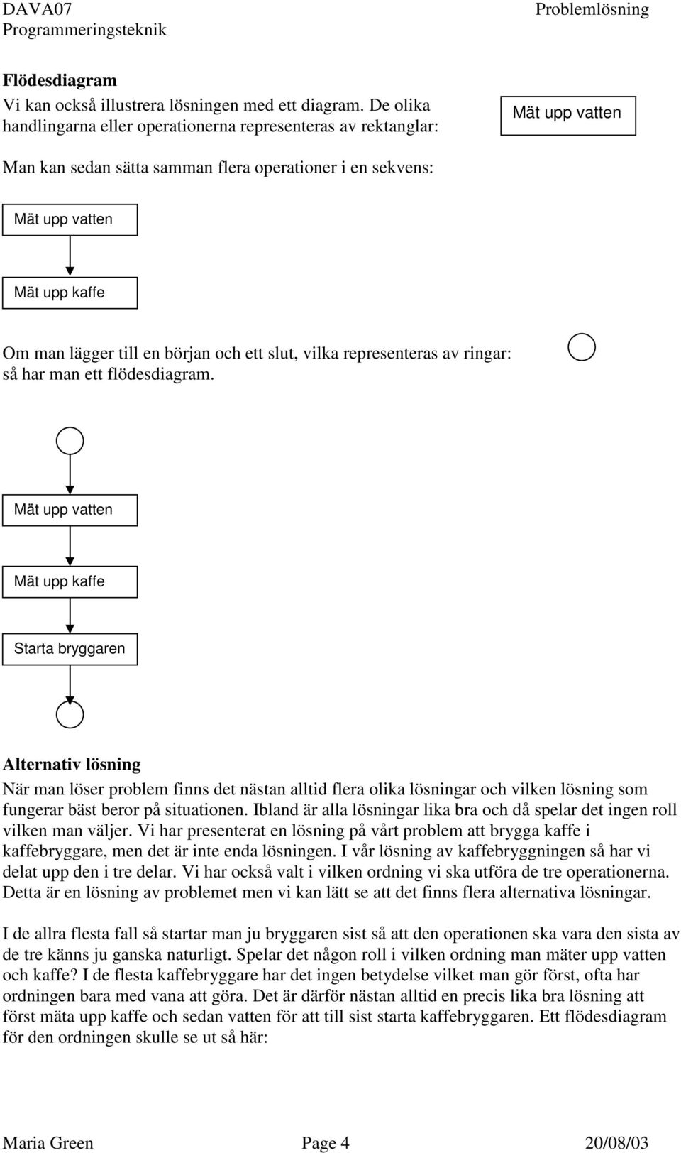 början och ett slut, vilka representeras av ringar: så har man ett flödesdiagram.