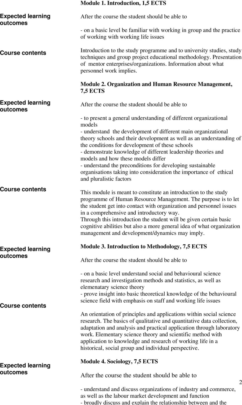 techniques and group project educational methodology. Presentation of mentor enterprises/organizations. Information about what personnel work implies. Module 2.