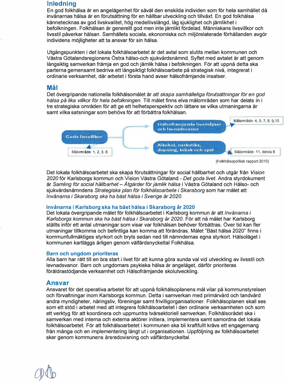 Människans livsvillkor och livsstil påverkar hälsan. Samhällets sociala, ekonomiska och miljörelaterade förhållanden avgör individens möjligheter att ta ansvar för sin hälsa.