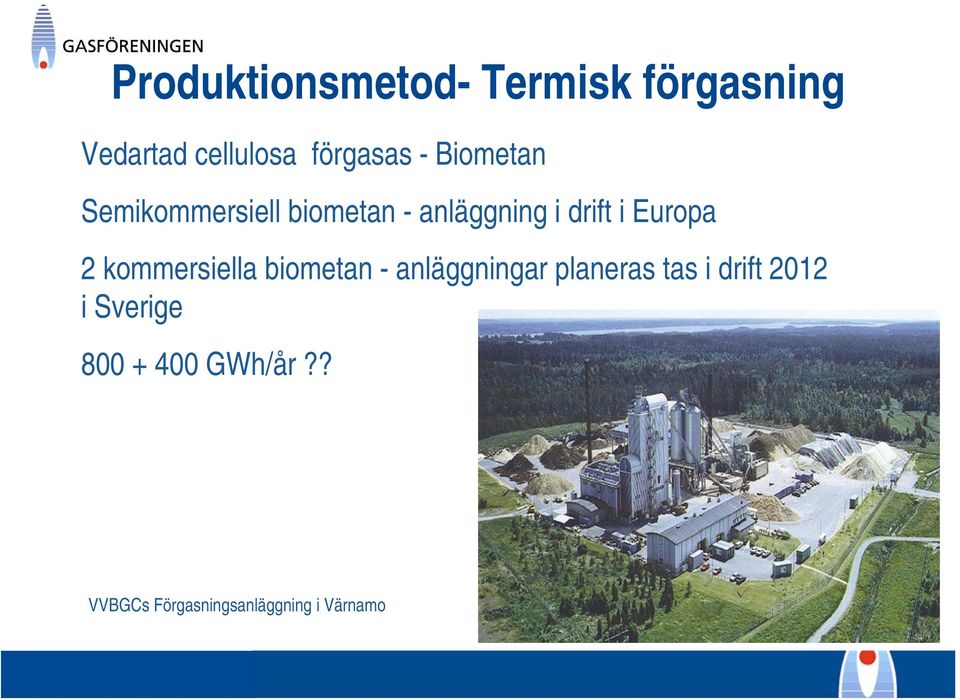 2 kommersiella biometan - anläggningar planeras tas i drift 2012