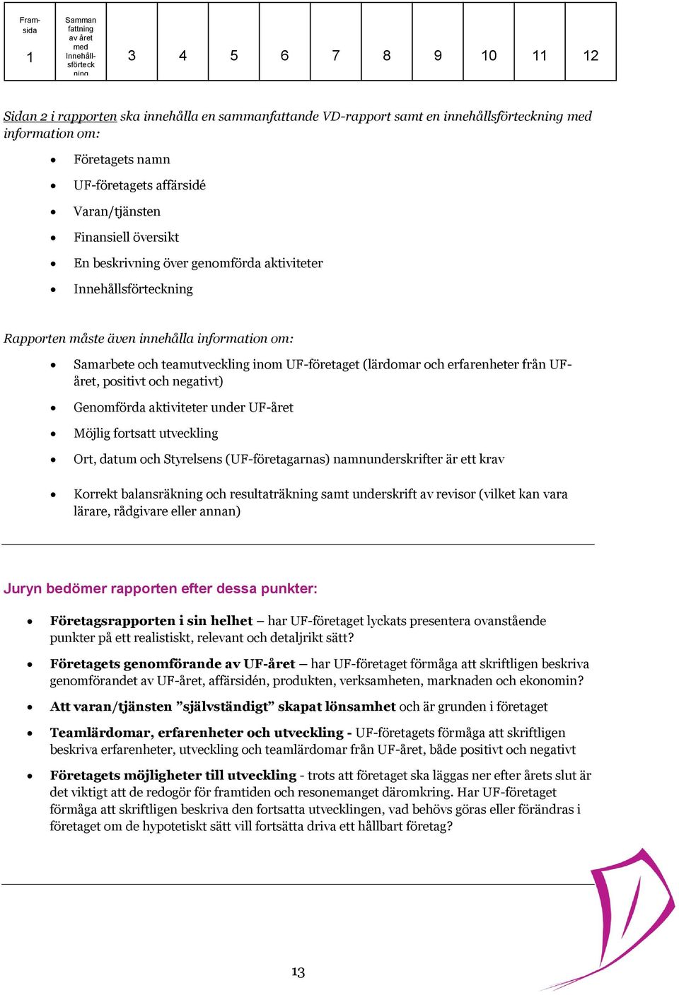 teamutveckling inom UF-företaget (lärdomar och erfarenheter från UFåret, positivt och negativt) Genomförda aktiviteter under UF-året Möjlig fortsatt utveckling Ort, datum och Styrelsens