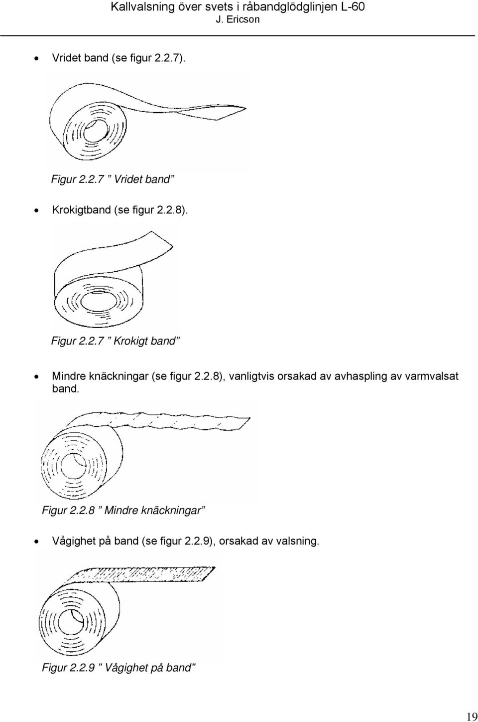 Figur 2.2.8 Mindre knäckningar Vågighet på band (se figur 2.2.9), orsakad av valsning.