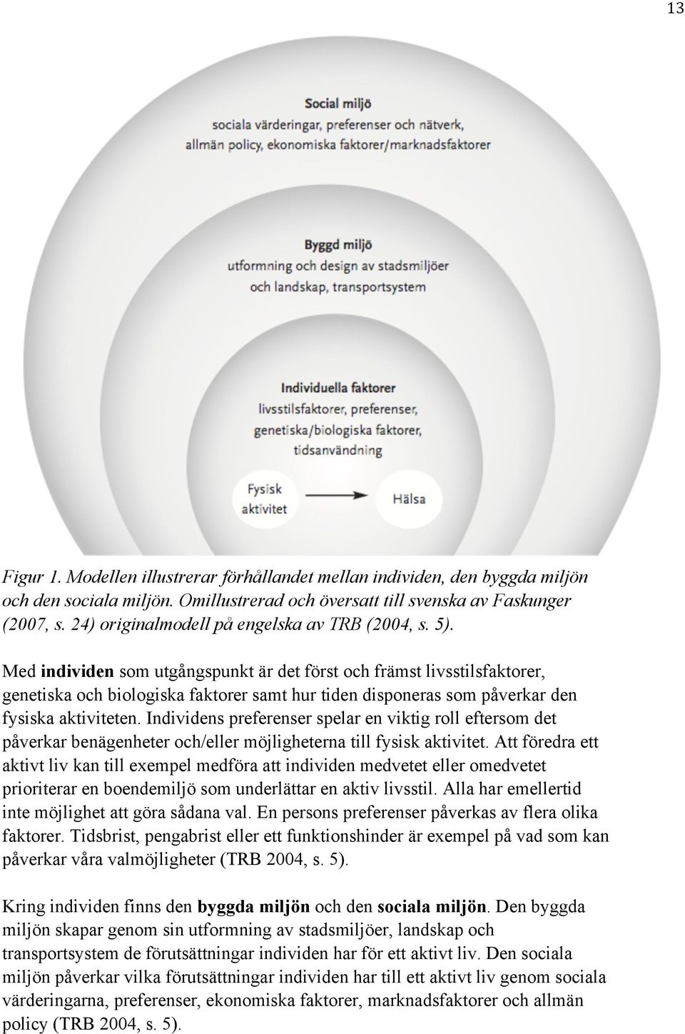 Med individen som utgångspunkt är det först och främst livsstilsfaktorer, genetiska och biologiska faktorer samt hur tiden disponeras som påverkar den fysiska aktiviteten.